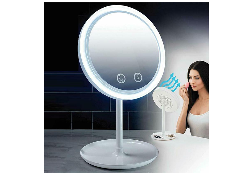 Illuminated Makeup Mirror with Fan Illuminated Makeup Mirror with Fan Beauty tools Illuminated Makeup Mirror with Fan Illuminated Makeup Mirror with Fan Beauty tools